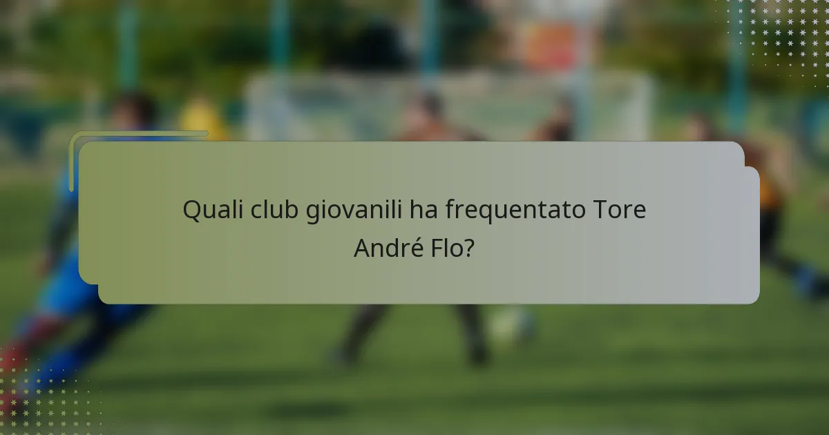 Quali club giovanili ha frequentato Tore André Flo?